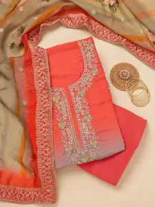 Koskii Floral Embroidered Sequinned Unstitched Dress Material