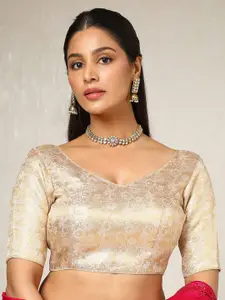 Soch Woven Designed V Neck Zari Padded Saree Blouse