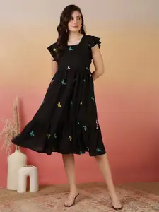 Sangria Women Embroidery Fit & Flare Dress