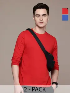 Moda Rapido Men Pack Of 2 Solid Round Neck Regular Fit Cotton T-shirts