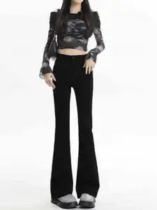 bebe Women Bootcut High-Rise Cotton Jeans