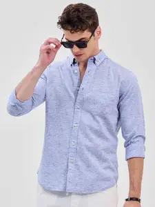 Snitch Men Slim Fit Button-Down Collar Textured Casual Shirt