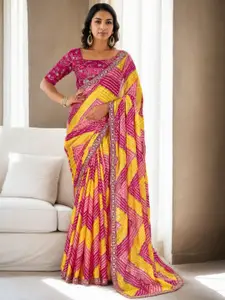 LeeliPeeri Designer Bandhani Embroidered Poly Chiffon Bandhani Saree