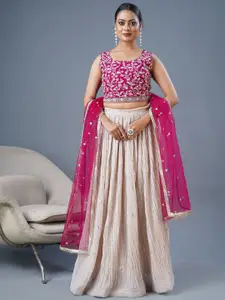 flaher Floral Embroidered Thread Work Ready to Wear Lehenga & Blouse With Dupatta