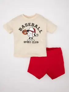 DeFacto Boys Printed Pure Cotton T-shirt With Shorts