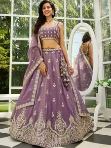 panchhi Embroidered Sequinned Semi-Stitched Lehenga & Unstitched Blouse With Dupatta