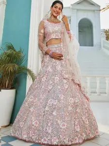 panchhi Embroidered Sequinned Semi-Stitched Lehenga & Unstitched Blouse With Dupatta