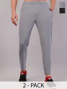 Moda Rapido Men Pack Of 2 Slim-Fit Mid-Rise Dry Fit Track Pants