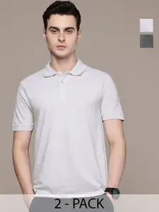 Moda Rapido Men Pack Of 2 Solid Polo Collar Regular Fit Cotton T-shirts