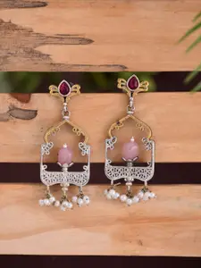 Anvik  Artificial Stones And Beaded Contemporary Shaped Drop Earrings