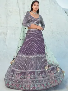 Fusionic Embroidered Georgette Semi-Stitched Lehenga & Unstitched Blouse With Dupatta