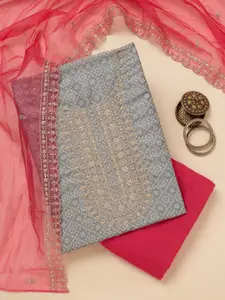 Koskii Bandhani Printed Sequinned Tissue Unstitched Dress Material