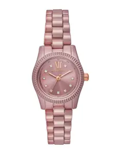 Michael Kors Women Embellished Dial & Stainless Steel Straps Analogue Watch MK7518LE