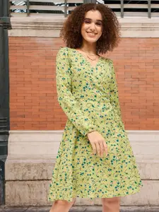 DressBerry Women Floral Printed Cotton Fit & Flare Dress