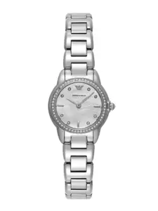 Emporio Armani Women Embellished Dial & Stainless Steel Straps Analogue Watch AR11669