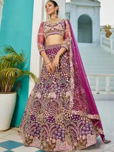 panchhi Embroidered Sequinned Semi-Stitched Lehenga & Unstitched Blouse With Dupatta