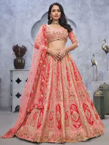 Fusionic Embroidered Organza Silk Semi-Stitched Lehenga & Unstitched Blouse With Dupatta