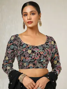 Soch Women Embroidered Sweetheart Neck Padded Saree Blouse With Sequins