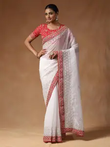 Saree mall Floral Embroidered Sequinned Tissue Sarees