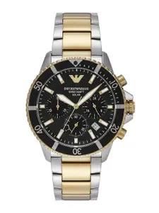 Emporio Armani Men Patterned Dial & Stainless Steel Straps Analogue Watch AR11680