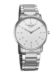 Sonata Men Brass Dial & Stainless Steel Straps Analogue Watch 7152SM01