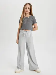 DeFacto Girls Printed Round Neck Pure Cotton T-shirt With Trousers