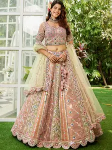 panchhi Embroidered Semi-Stitched Lehenga & Unstitched Blouse With Dupatta