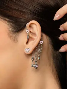 SHAYA Bring in the Hugs 925 Sterling Silver Heart Shaped Ear Cuffs Drop Earrings