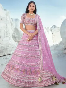 Fusionic Embroidered Sequinned Semi-Stitched Lehenga & Unstitched Blouse With Dupatta