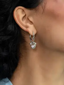 SHAYA 925 Silver Contemporary Bring in the Laughter Heart Hoop Earrings