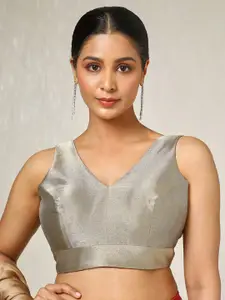 Soch Women Woven Designed V-Neck Zari Padded Saree Blouse