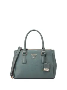 GUESS Printed PU Bucket Satchel with Applique