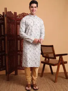 House of Pataudi Cotton Chikankari Embroidered Work Kurta
