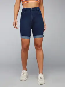 DOLCE CRUDO Women Skinny Fit High-Rise Denim Shorts