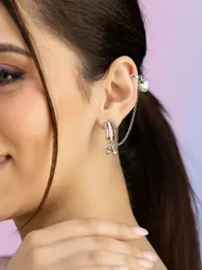 SHAYA 925 Silver Contemporary Bring in the Togetherness Heart Ear Cuffs Earrings