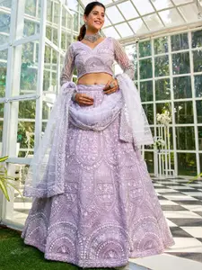 panchhi Embroidered Sequinned Semi-Stitched Lehenga & Unstitched Blouse With Dupatta