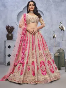 Fusionic Embroidered Sequinned Semi-Stitched Lehenga & Unstitched Blouse With Dupatta
