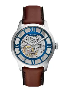 Fossil Men Skeleton Dial & Leather Straps Analogue Watch ME3267