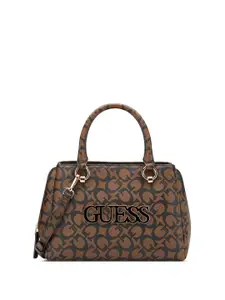 GUESS Printed Structured Satchel with Quilted