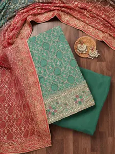 Koskii Ethnic Motifs Embroidered Sequinned Unstitched Dress Material