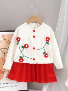 Bold N Elegant Girls Emboidered Sweater With Midi Skirt