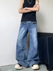 StyleCast x Revolte Men Flared Fit Mid-Rise Light Fade Jeans