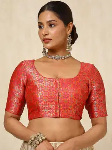 Soch Woven Designed U Neck Zari Padded Saree Blouse