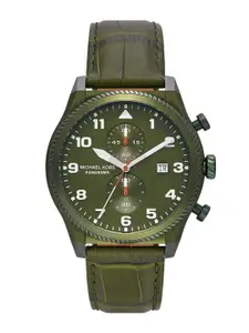 Michael Kors Men Dial & Leather Straps Analogue Watch MK9199