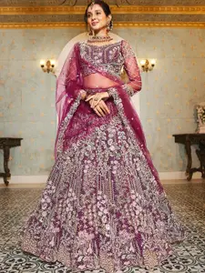 panchhi Embroidered Sequinned Semi-Stitched Lehenga & Unstitched Blouse With Dupatta