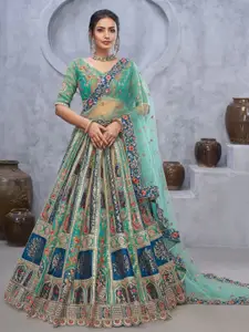 Fusionic Embroidered Organza Silk Semi-Stitched Lehenga & Unstitched Blouse With Dupatta