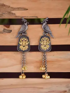 Anvik Ghungroo Drops Beaded Bird Shaped Drop Earrings