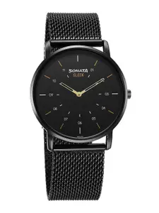 Sonata Men Brass Printed Dial Analogue Watch 7152NM02