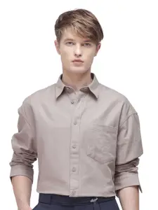 RARE RABBIT Men Comfort Relaxed Fit Spread Collar Solid Cotton Formal Shirt