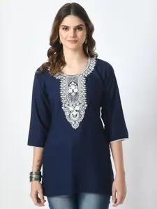 LIBOZA Floral Embroidered Chikankari Chikankari Kurti